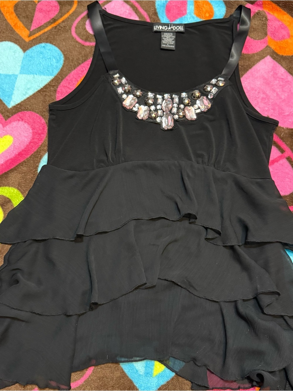 Living Doll Embellished Tiered Tank Top